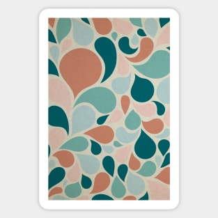 Retro Abstract, Hand drawn Seamless Pattern Turquoise, Peach and Salmon Pink Sticker